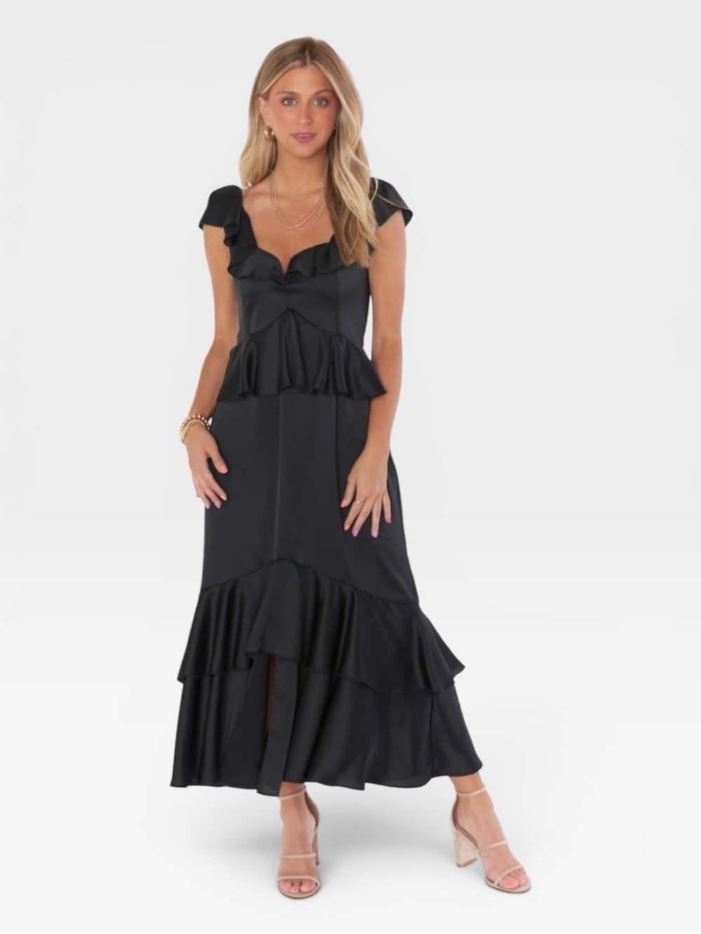 Show Me Your MuMu Black Ruffle Maxi Dress